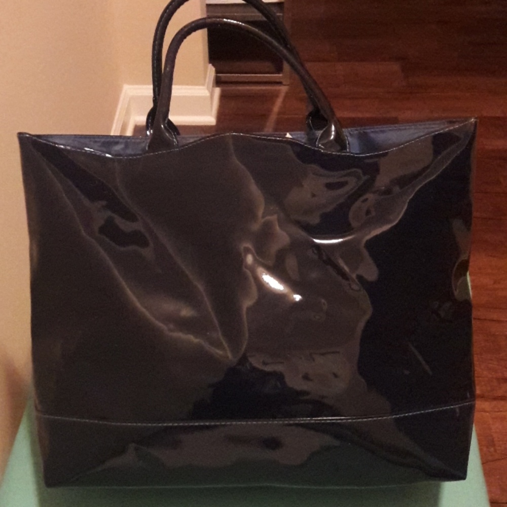 Navy Patent Leather Tote Bag/Purse